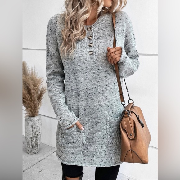 Grey Marled Knit Sweater - Picture 5 of 10